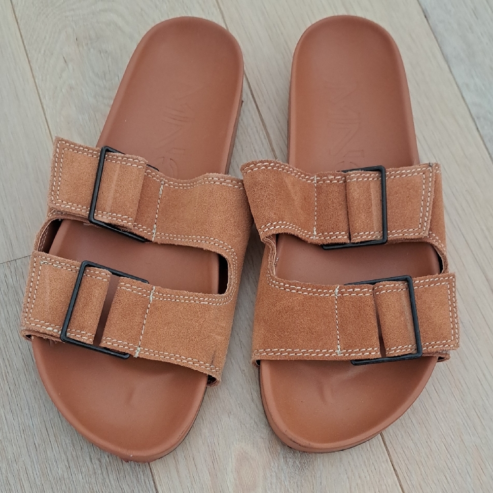 Mango Brown and Black Minimalist Sandals